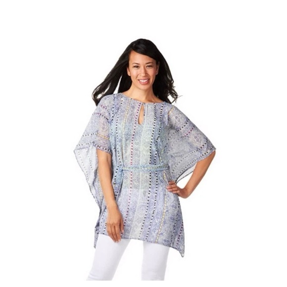 CV by Cynhia Vincent Global
Print Kaftan Tunic
Top M 
Turquoise Blue - Picture 1 of 9